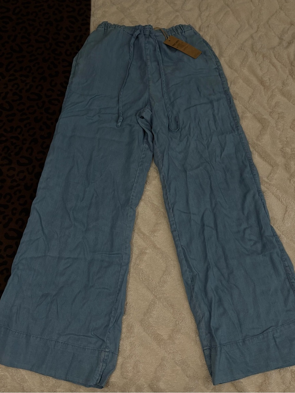 Womens Light Blue Casual Drawstring Pants